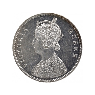 Silver One Rupee Coin of Victoria Queen of Bombay Mint of 1862.