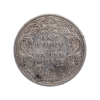 Silver One Rupee Coin of Victoria Empress of Bombay Mint of 1883