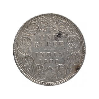 Silver One Rupee Coin of Victoria Empress of Calcutta Mint of 1900.