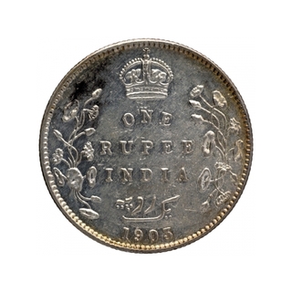 Silver One Rupee Coin of King Edward VII of Bombay Mint of 1903.