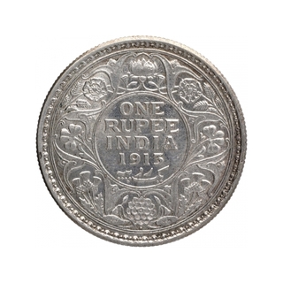 Silver One Rupee Coin of King George V of Bombay Mint of 1913.