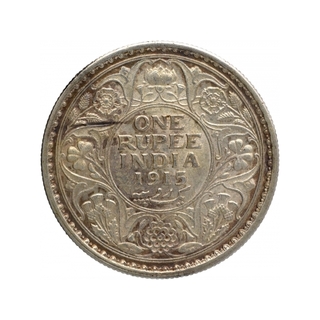 Silver One Rupee Coin of King George V of Calcutta Mint of 1915.