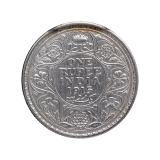 Silver One Rupee Coin of King George V of Bombay Mint of 1915.