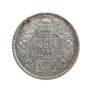 Silver One Rupee Coin of King George V of Bombay Mint of 1920.