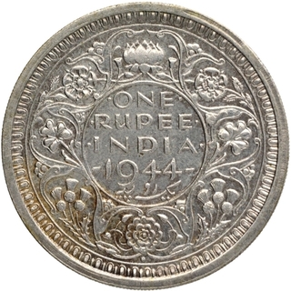 Silver One Rupee Coin of King George VI of Bombay Mint of  1944.