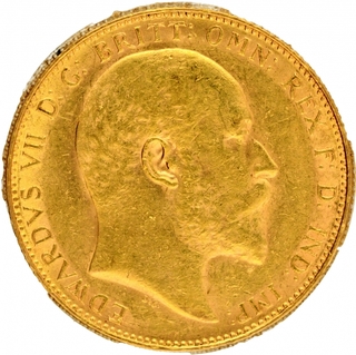 Gold Sovereign Coin of King Edward VII of Australia of 1907.