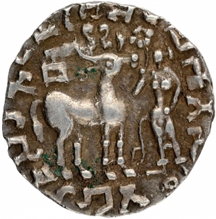 Silver Drachma Coin of Amoghbuti of Kuninda Dynasty.