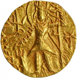 Gold Dinar Coin of Kanishka III of Kushan Dynasty of Shiva type.