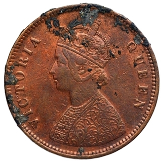 Copper Half Anna Coin of Victoria Queen of Calcutta Mint of 1876.