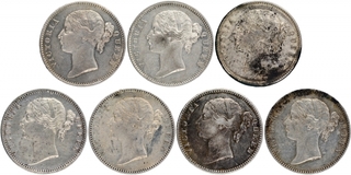 Silver One Rupee Coins of Victoria Queen of Calcutta and Madras Mint of 1840.