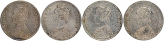 Silver One Rupee Coins of Victoria Queen of Calcutta Mint of 1862.