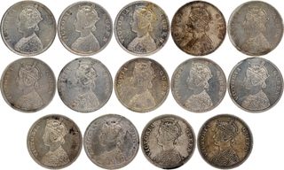 Silver One Rupee Coins of Victoria Queen of Bombay Mint of 1862.