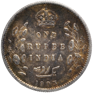 Silver One Rupee Coin of King Edward VII of Calcutta Mint of 1903.