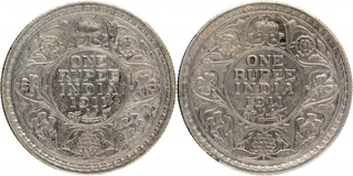 Silver One Rupee Coins of King George V of Calcutta and Bombay Mint of 1911.