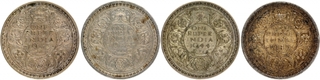 Silver One Rupee Coins of King George VI of Bombay and Lahore Mint of 1943, 1944 and 1945.