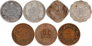 Set of Seven Coins of King George VI of  Calcutta and Bombay  Mint of 1939.