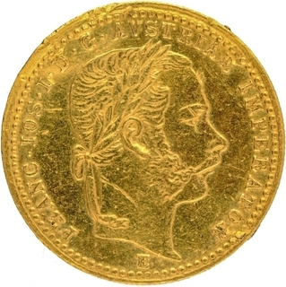 Gold One Ducat Coin of Francis Joseph I of Austria of 1867.