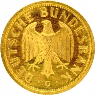 Gold One Deutsche Mark Coin of Germany of 2001.