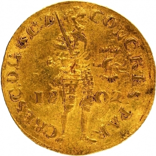 Gold One Ducat Coin of Netheralands of 1802.