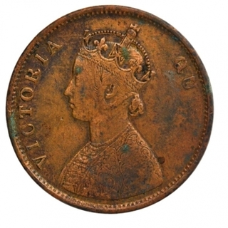 Error Copper Half Anna Coin of Victoria Queen of Madras Mint of 1862.