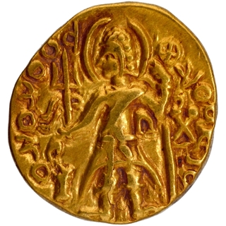 Gold Dinar Coin of Magra of Later Kushan Dynasty of Ardokhsho type..