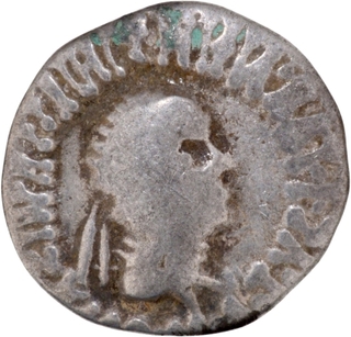 Indo Greeks Silver Drachma Coin of Apollodotus II of Chach Mintmark.