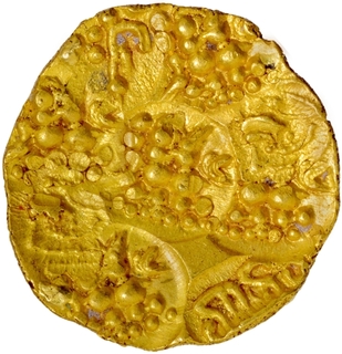 Punch Marked Gold Nandi Gadyana Coin of Nolambas of Central Karnataka.