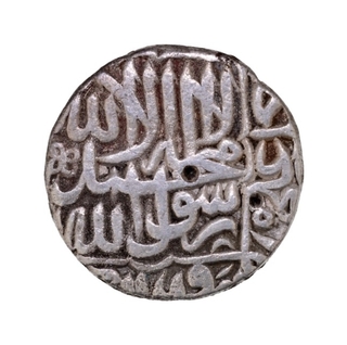 Mughal Empire Akbar Silver Rupee Coin of  Agra Dar ul Khilafa Mint of Hijri year 984..