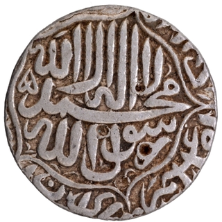 Rare Broad Flan Silver Rupee Coin of Akbar of Jaunpur Dar ul khilafa Mint.	