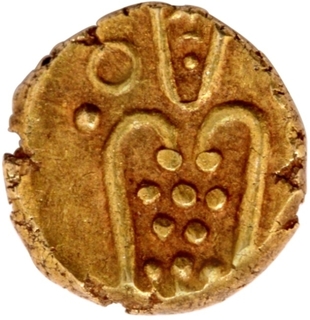  Degenerated Kali figure Gold fanam Coin of Indo-Dutch.