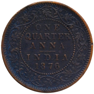 Copper One Quarter Anna Coin of Victoria Queen of Calcutta Mint of 1876.