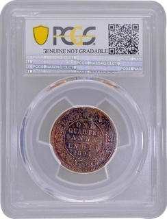 PCGS Genuine Graded Copper One Quarter Anna Coin of Victoria Empress of Calcutta Mint of 1894.