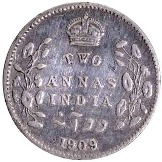 Key Date Silver Two Annas Coin of King Edward VII of Calcutta Mint of 1909.