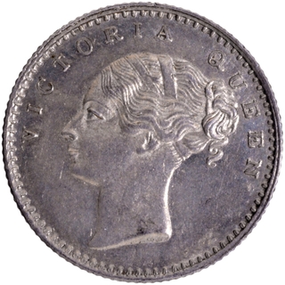 AUNC Silver Quarter Rupee Coin of Victoria Queen of Bombay Mint of 1840.