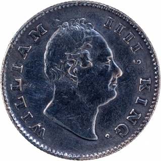 F incused Silver Half Rupee Coin of King William IIII of Calcutta Mint of 1835.