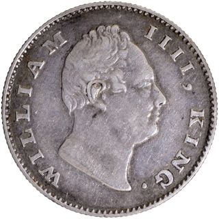 Silver Half Rupee Coin of King William IIII of Bombay Mint of 1835 with Two Leaves.