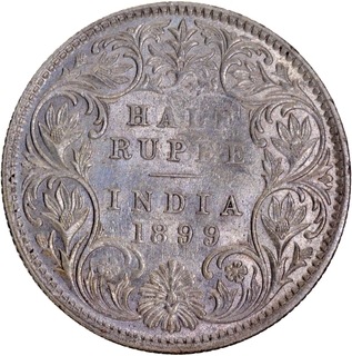 B incused inverted Silver Half Rupee Coin of Victoria Empress of Bombay Mint of 1899.