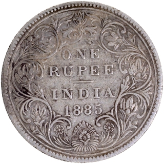 Dual Mint Mark Silver One Rupee Coin of Victoria Empress of Bombay Mint of 1885.