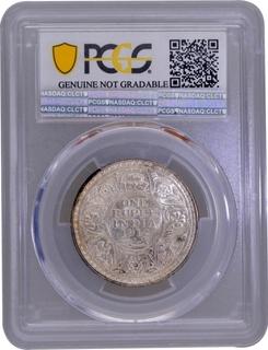 PCGS Genuine Graded Silver One Rupee Coin of King George V of Bombay Mint of 1912.