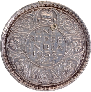 Silver One Rupee Coin of King George VI of Bombay Mint of 1938.