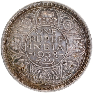 Silver One Rupee Coin of King George VI of Bombay Mint of 1938.