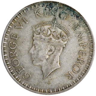 Silver One Rupee Coin of King George VI of Bombay Mint of 1943.