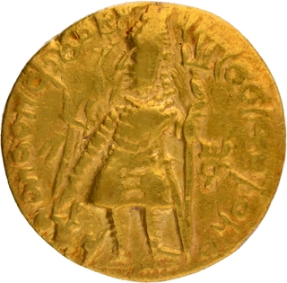 Gold Dinar Coin of Vasudeva I of Kushan Dynasty of Oesho type.