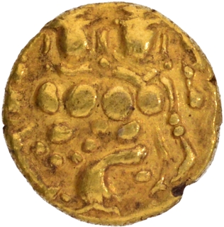  Shiva and Parvati seated Gold Bahaduri Fanam Coin of Haidar Ali of Mysore Kingdom.