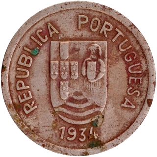  Repubic of Portuguese Copper-Nickel Four Tangas 1934 AD Coin of Indo-Portuguese. 