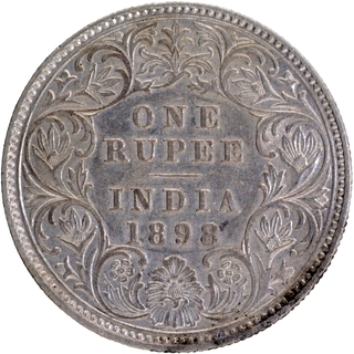 C incused Silver One Rupee Coin of Victoria Empress of Calcutta Mint of 1898.