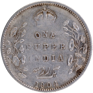 3 Diamonds Silver One Rupee Coin of King Edward VII of Bombay Mint of 1904.