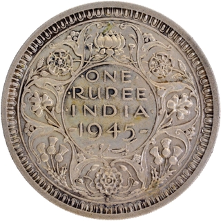 Large 5 Silver One Rupee Coin of King George VI of Bombay Mint of 1945.