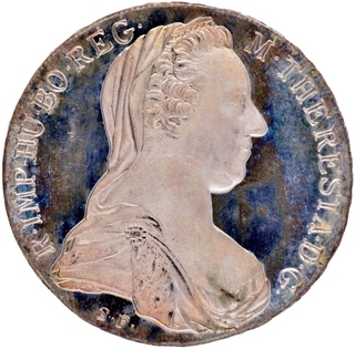  Silver Thaler Coin of Maria Theresia of Austria of the year 1780.