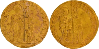 Gold One Zecchino Coins of Italy.